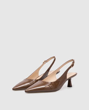 Stuart Weitzman Brown patent leather slingbacks VINNIE SL440
