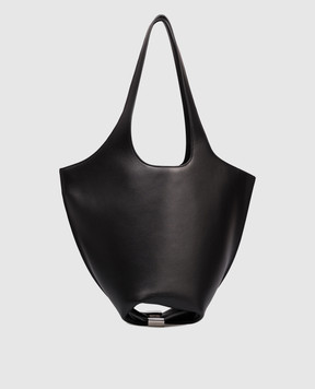 The Attico La Scoop black leather tote bag 260WAH00062LBT019AA