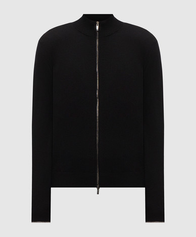 Black wool and cashmere cardigan
