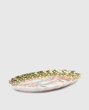 Palais Royal White porcelain oval dish with Christmas print 25404