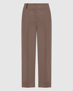 Peserico Brown pants with brand patch A04753D01037