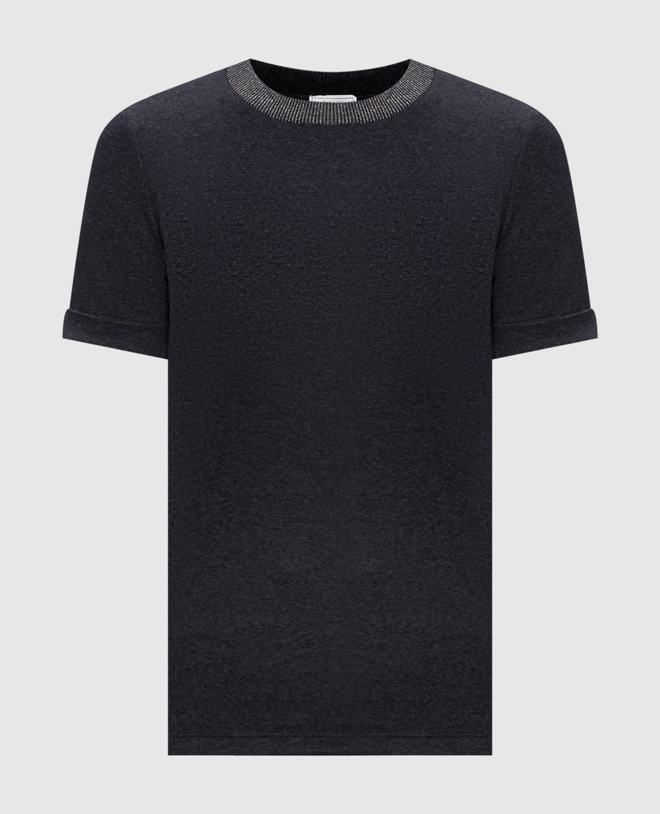 Gray ribbed T-shirt with lurex