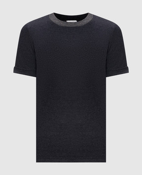 Peserico Gray ribbed T-shirt with lurex A06840J0B5669