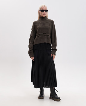 Y`S Yamamoto Green wool sweater with textured pattern YVK20689
