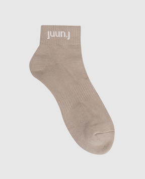 Juun.j Khaki socks with logo pattern JC63KTP52A