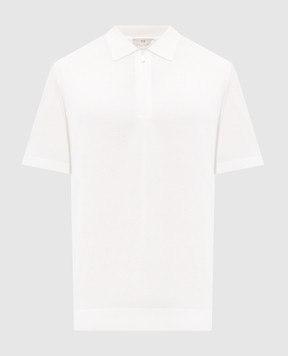 Enrico Mandelli White silk polo shirt with logo patch 3K065A5674