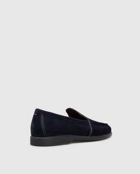 Santoni Blue suede loafers with logo MGAR18829OOTSEAA