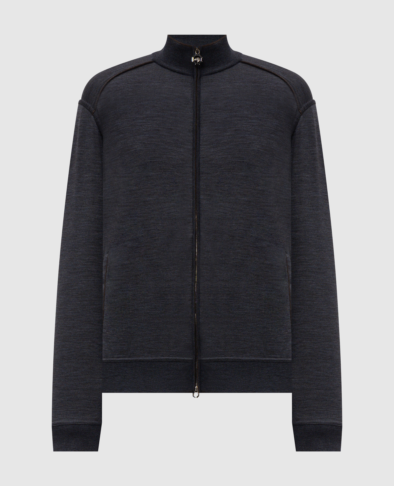 Grey wool sports jacket with embroidered emblem