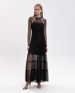 Twinset Black maxi dress with lurex 262TT2150