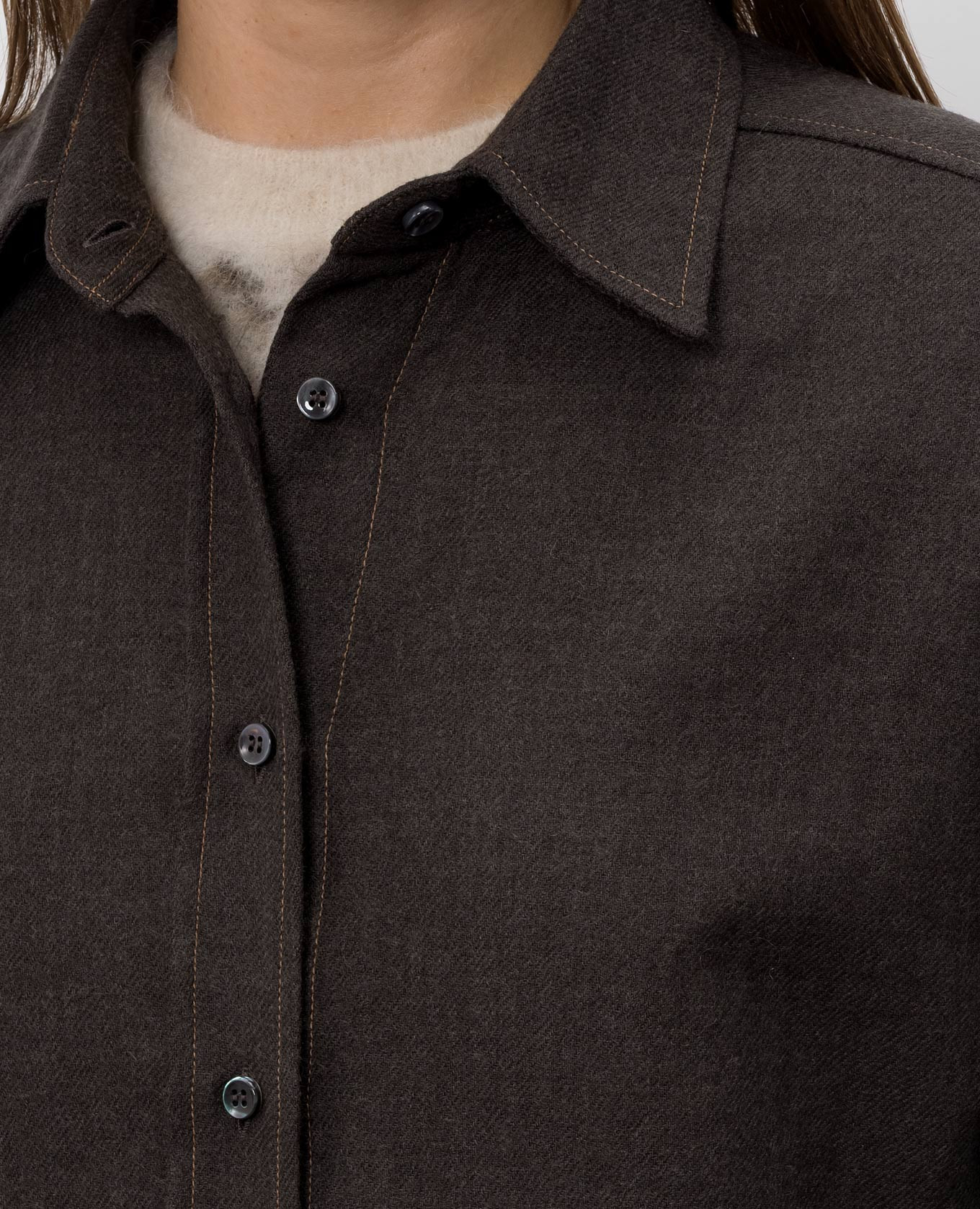 Brown wool shirt Brunello Cucinelli 5