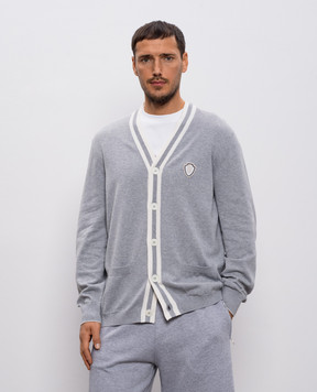 Brunello Cucinelli Grey cardigan with logo patch M29203606F