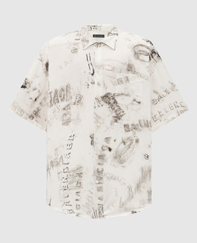 Balenciaga Ivory shirt with logo print 852334TTL78