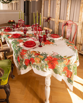 TESSITURA TOSCANA TELERIE White tablecloth GARLAND GLEE NT240121020067