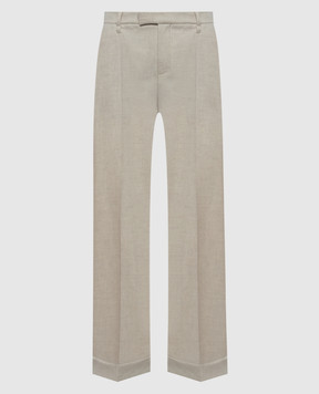 Brunello Cucinelli Beige wool and cashmere trousers with lapels MB162P8492