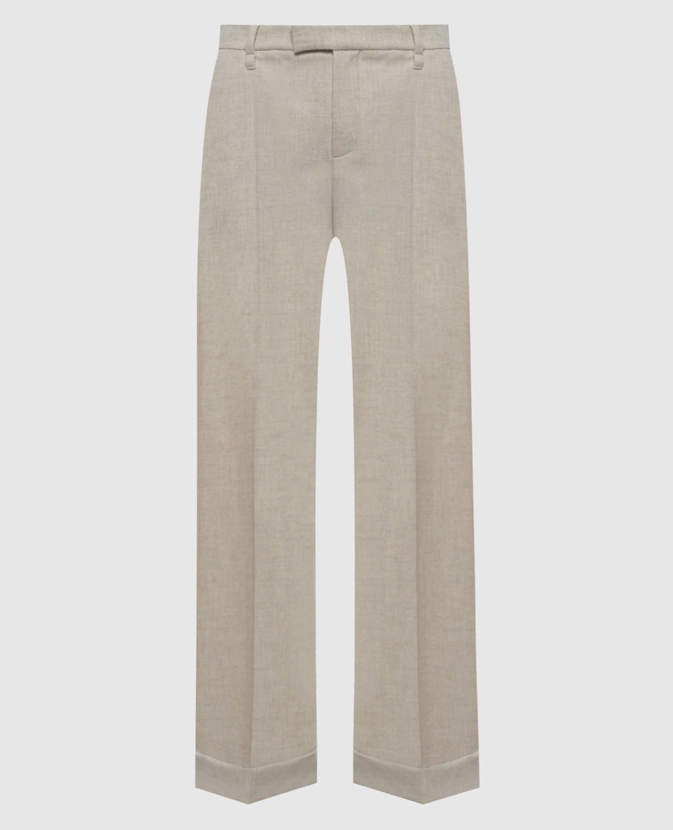 Beige wool and cashmere trousers with lapels