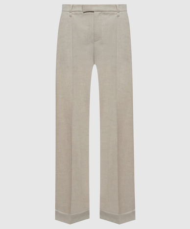 Beige wool and cashmere trousers with lapels