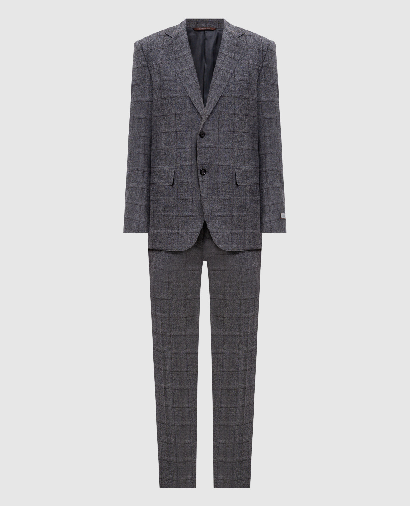Gray wool check suit Canali