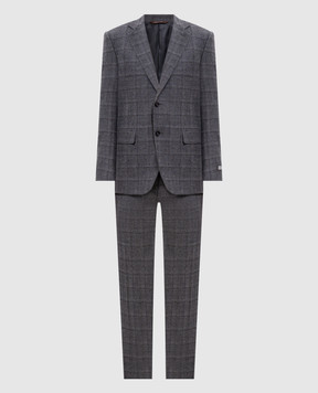 Canali Gray wool check suit BF053041228020