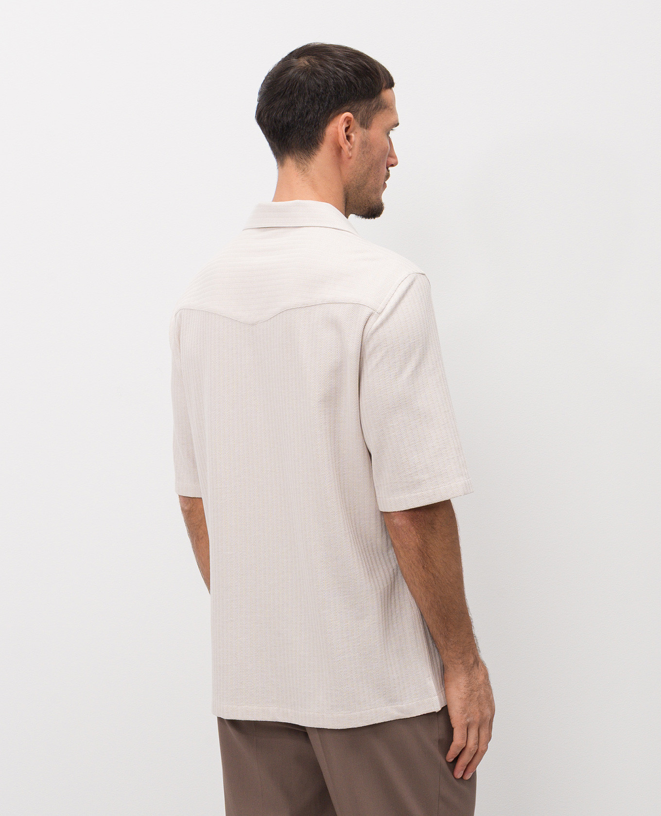 Beige silk shirt with woven pattern Brunello Cucinelli 4