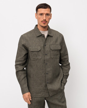CAPOBIANCO Green straight-cut linen shirt 20M515LL00