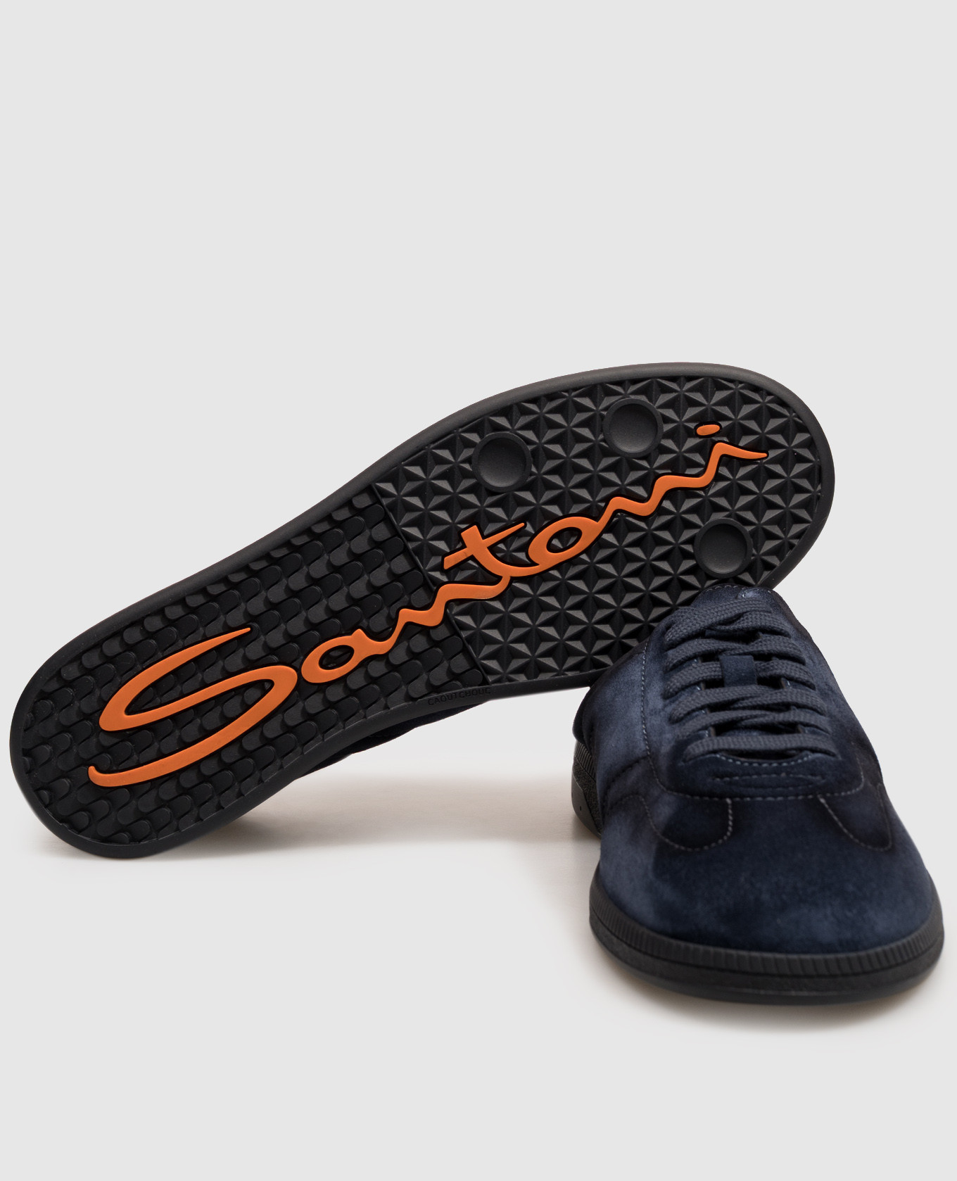 Blue suede sneakers with embossed logo Santoni 5