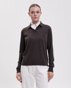 The Row Pauli brown wool and silk polo shirt R001252Y1043