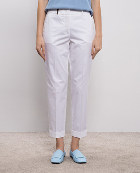 Peserico White pants with brand patch A0458801964