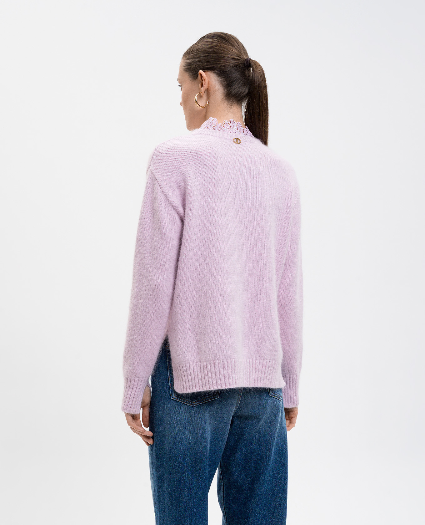 

Pink angora sweater with lace Twinset