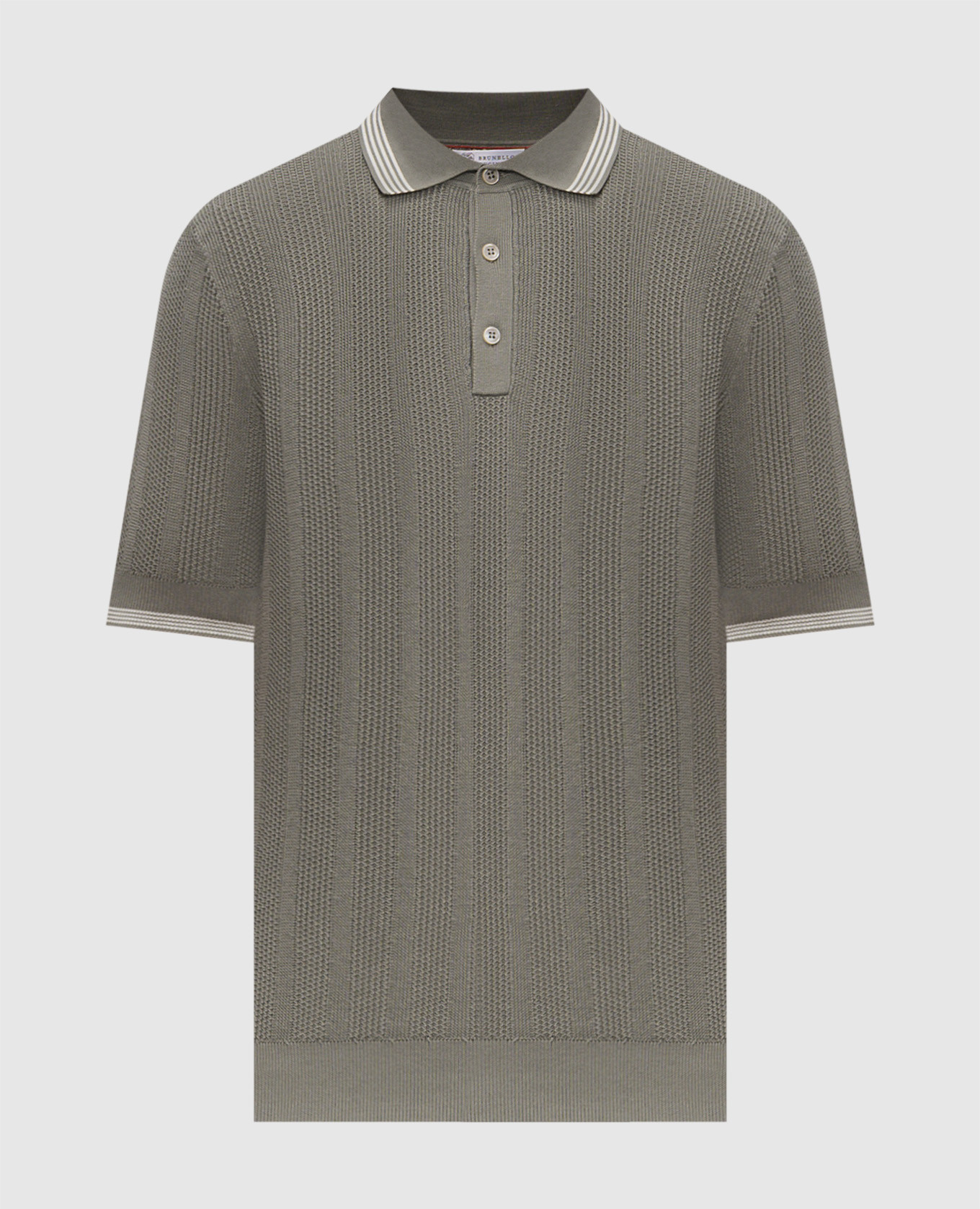 Khaki polo with contrast stripes