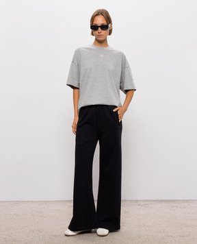 Palm Angels Grey melange T-shirt with embroidered logo PAWAA005JR003