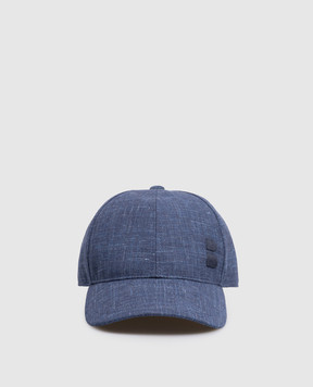 Brett Johnson Blue wool, silk and linen cap with emblem SS26CAP13Z470OCE1