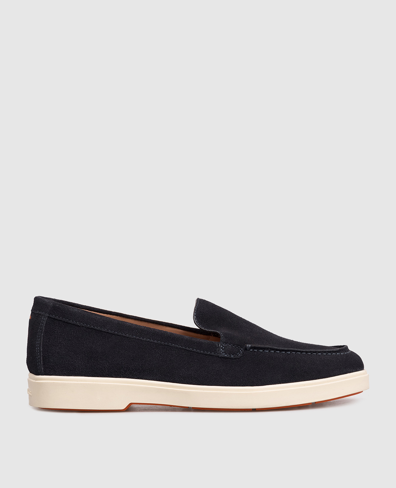 Blue suede loafers with logo