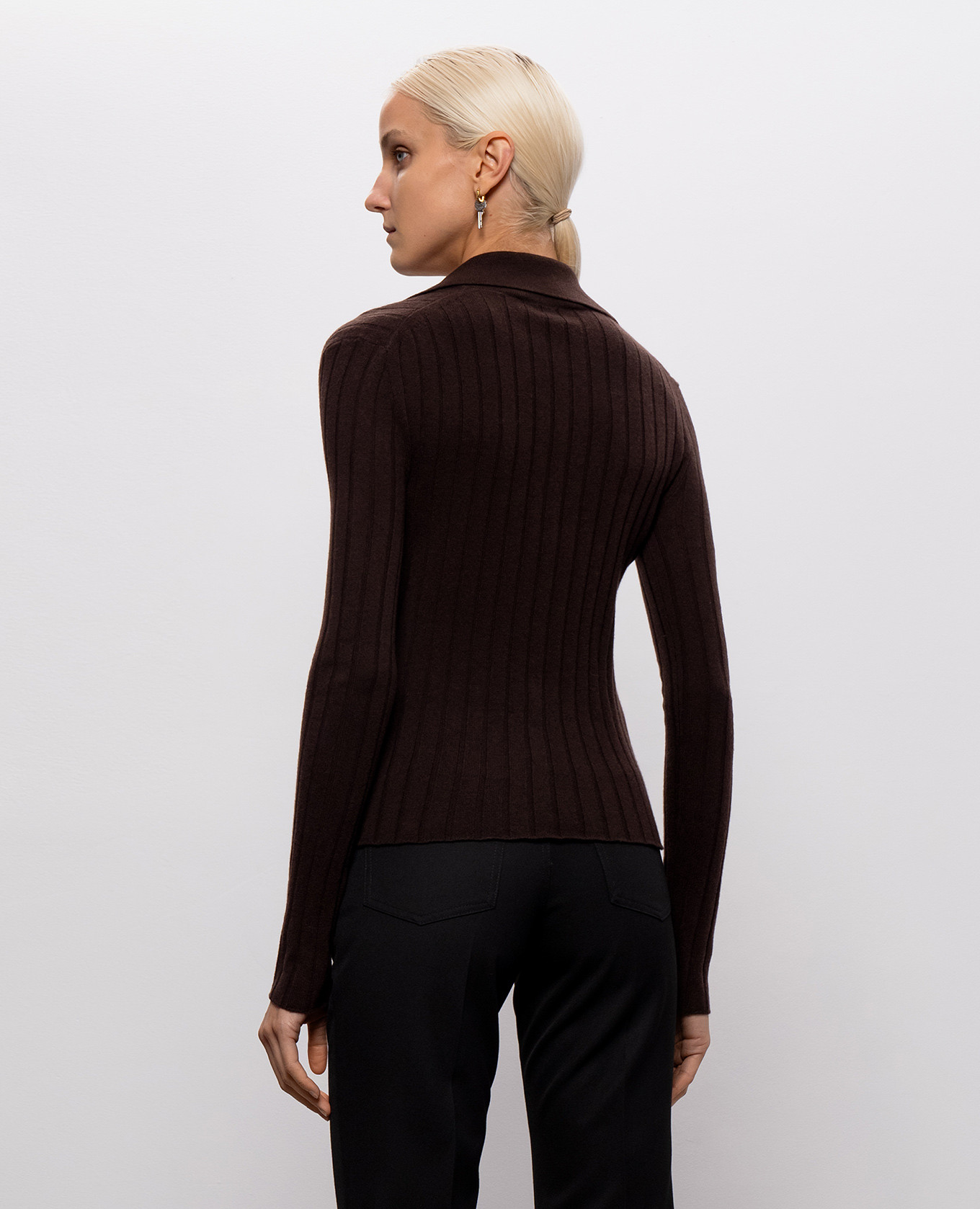Brown ribbed wool and cashmere pullover AMIRI 4