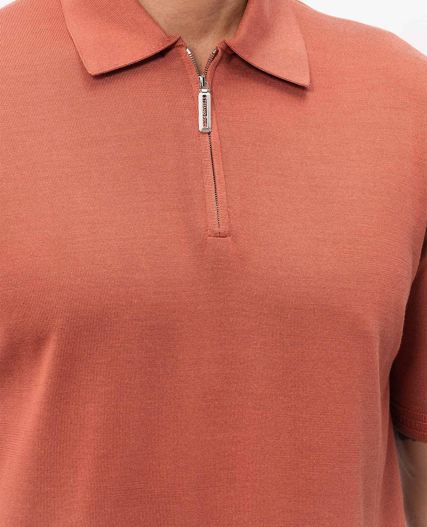 Terracotta silk polo Stefano Ricci 5