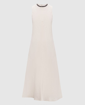 Brunello Cucinelli Ivory linen dress with monil chain MH126AFR61