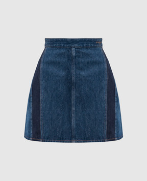 Givenchy Cocoon blue denim skirt with logo embroidery BW413R517B