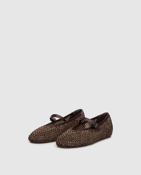 Le Silla Brown GILDA ballet flats with crystals 0189C020MTPPSAS
