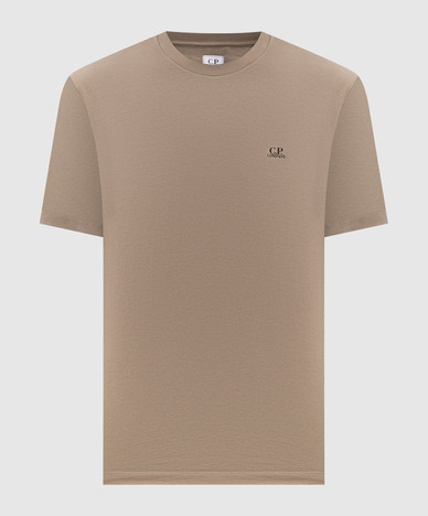 Khaki T-shirt with branded print