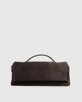 Brunello Cucinelli Brown suede clutch with chain MBDLB2815P