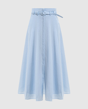 Gabriela Hearst Dugald blue linen midi skirt X003036LA003
