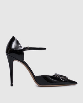 Valentino Black patent leather D'Orsay shoes with emblem 9W2S0NN6DUW