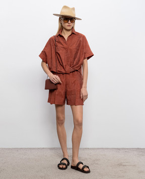 Brunello Cucinelli Brown shorts with woven pattern MQ988P9149