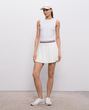 Brunello Cucinelli White mini skirt with logo patch MG927G4029