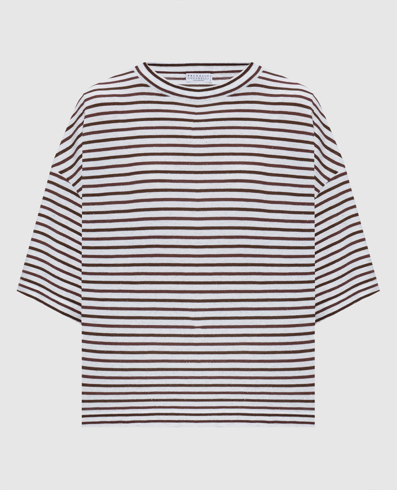 White striped cashmere T-shirt