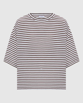Brunello Cucinelli White striped cashmere T-shirt M9A849210
