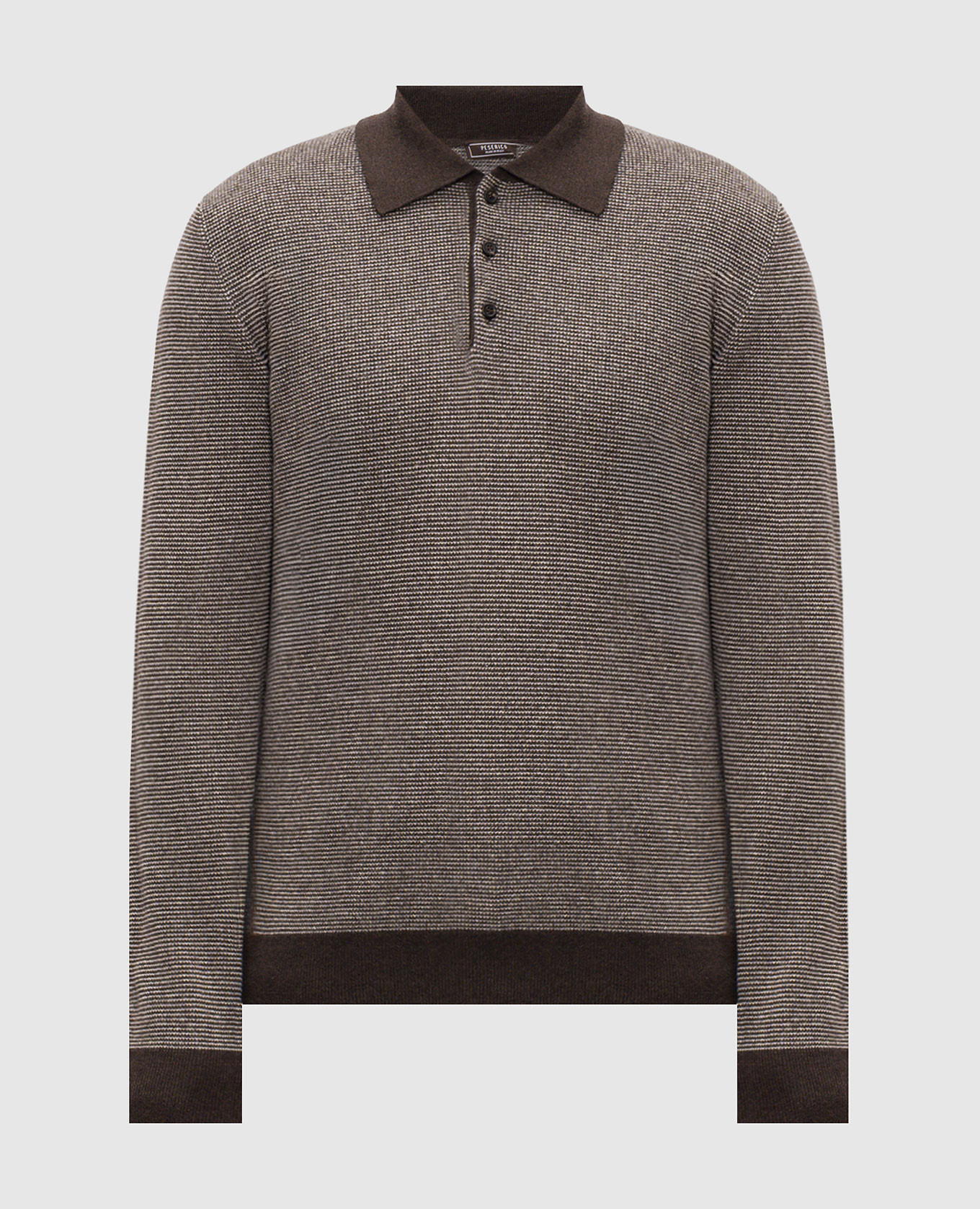 Brown wool and cashmere polo shirt