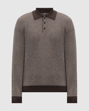 Peserico Brown wool and cashmere polo shirt R59553F12947G0