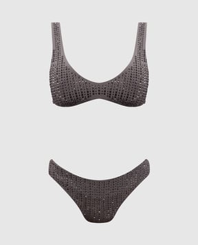Venuja Malibu gray swimsuit with crystals BI005B