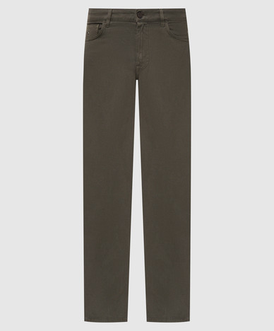 Green pants with logo patch