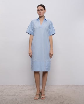 Peserico Blue dress with a monil chain A0251301979